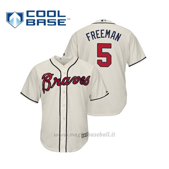 Maglia Baseball Uomo Atlanta Braves Freddie Freeman Cool Base Majestic Alternato 2019 Crema
